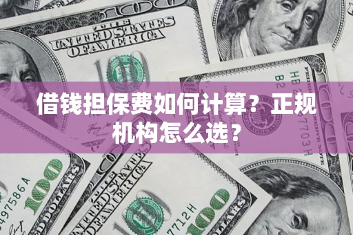 武汉借钱担保费如何计算？正规机构怎么选？