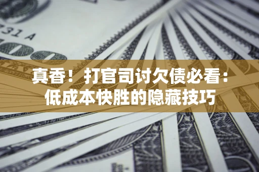 武汉真香！打官司讨欠债必看：低成本快胜的隐藏技巧